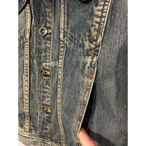 Madewell x Veda Women's Leather and Denim Biker Jacket Size XSmall - Picture 6 of 9